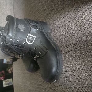 Black Leather Boots with Buckle